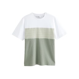 Next Tricou verde jad / verde amestecat / alb