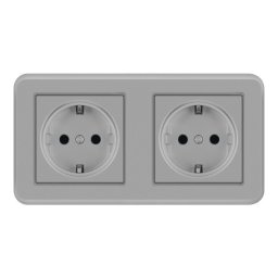 Priza Dubla De Perete Incastrata Techstar® TS-PC, 110-250V, 16A, Ignifuga, 80x151mm, Gri
