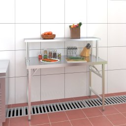 Masa bucatarie cu raft superior, 120x60x115 cm, otel inoxidabil GartenMobel Dekor