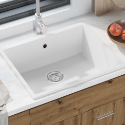 Chiuveta de bucatarie cu gaura de supraplin din granit alb GartenMobel Dekor