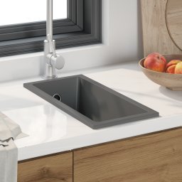 Chiuveta de bucatarie cu orificiu de supraplin din granit gri GartenMobel Dekor