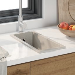 Chiuveta de bucatarie cu orificiu pentru overflow Granit Bej GartenMobel Dekor