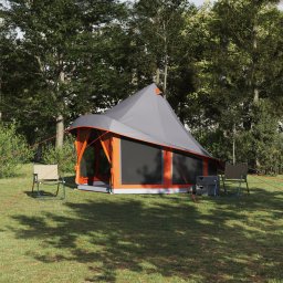 Cort de familie Tipi gri si portocaliu impermeabil pentru 6 persoane GartenMobel Dekor
