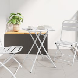 Masa de gradina plianta , alba, 55x55x73 cm, din otel GartenMobel Dekor
