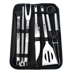 Set ustensile gratar, 9 piese, cutit, furculita, cleste, perie, otel, 800g, 38,5 x 12 x 5cm, argintiu MultiMark GlobalProd