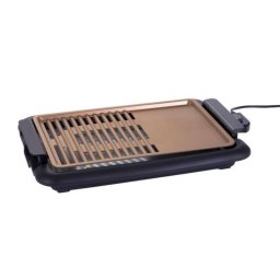 Gratar electric Oliver Voltz OV51015O, 1500W, 42x27.5 cm, 2 zone de gatit, Strat antiaderent, Termostat, Negru/Maro