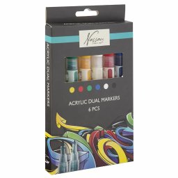 Set 6 markere cu capat dublu si vopsea acrilica Nassau Fine Art