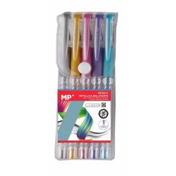Set 5 rollere cu gel Main Paper, varf 0.9 mm, culori metalizate