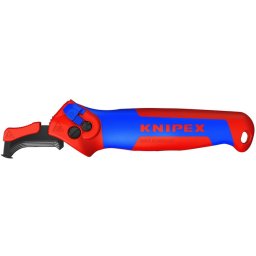 KNIPEX stripping knife 16 50 145 SB, stripping/stripping tool (red/blue, with ratchet function)