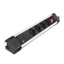 Prelungitor PRELUNGITOR LOGILINK, Schuko x 4, conectare prin Schuko (T), ON/OFF, 16 A, 1xUSB-A, 1xUSB-C, cablu 1.5m, protectie IP20, negru-argintiu, "LPS278U" (timbru verde 0.8 lei)