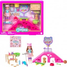 Barbie Chelsea papusa pe skateboard cu accesorii HJY35