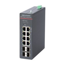 Switch 8 x RJ45 Gigabit PoE 802.3at af bt, 4 x SFP Gigabit, Smart Management, sina DIN - HIKVISION DS-3T1512HP-SI-8P4F