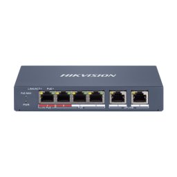 Switch 4 x RJ45 100 Mbps PoE at af bt, 2 x RJ45 100 Mbps Uplink, Management - HIKVISION DS-3E1106HP-EI