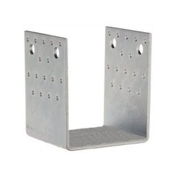 Papuc reazam metalic tip U, model 81X, otel zincat, g=4.0 mm, pentru stalpi din lemn de 80 120 mm (Dimensiuni: 120x120x125x4 mm)
