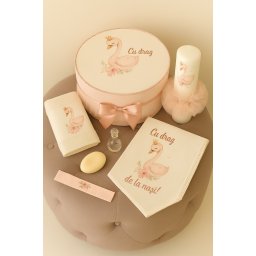 Trusou botez personalizat Pink Swan
