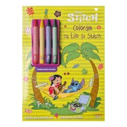 Disney. Stitch: Coloram cu Lilo si Stitch. Carte de colorat cu 4 creioane cerate