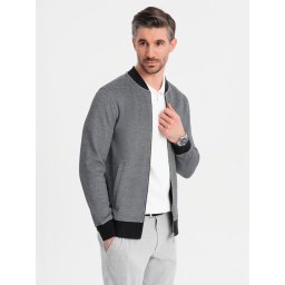 Ombre Men's pique knit bomber jacket - black