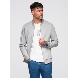 Ombre Men's pique knit bomber jacket - gray