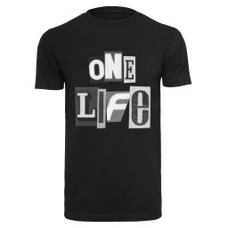 Mister Tee Tricou 'One Life' gri / gri închis / negru / alb