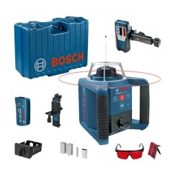 Bosch - GRL 300 HV + LR 1 + WM 4 + RC1 - Nivela laser rotativa, 60 m, +/-0.1 mm/m, 150, 300, 600 rot/min, receptor, proiectie verticala, valiza plastic