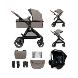 Cărucior de copii combinat 3 în 1 KINDERKRAFT ESME Sand beige + scaun auto MINK PRO