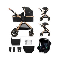 Cărucior de copii combinat 3 în 1 KINDERKRAFT ESME Pure black + scaun auto MINK PRO
