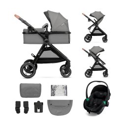 Cărucior de copii combinat 3 în 1 KINDERKRAFT ESME Moonlight grey + scaun auto MINK PRO