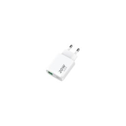 Adaptor de încărcare rapidă Winner Group 1xUSB-C + 1xUSB-A Power Delivery 20W alb