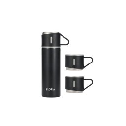 Termos portabil plus 3 cesti, interior inox, capacitate 400ml FLORIA, negru / ZLN 0743