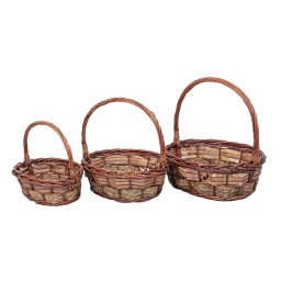 Set 3 cosuri de rachita ovale, maro / ZTS 8437