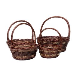 Set 4 cosuri de rachita rotunde, maro lucios / ZTS 8000