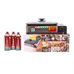 Pachet aragaz camping, tip grill plus capac de sticla, putere 2.1kw + 3 butelii 410ml / ZTS 5616_1