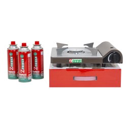 Pachet aragaz camping, putere 3.5kw, aprindere automata + 3 butelii 410ml / ZTS 5614_1