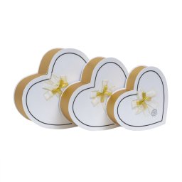 Set 3 cutii in forma de inima, cu capac alb / CD4954_alb