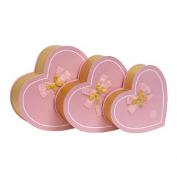 Set 3 cutii in forma de inima, cu capac roz / CD4954_roz