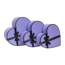 Set 3 cutii in forma de inima, cu fundita / CD4924_mov