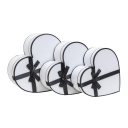 Set 3 cutii in forma de inima, cu fundita / CD4924_alb