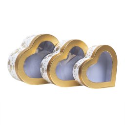 Set 3 cutii in forma de inima, alb cu capac transparent / CD4934_alb