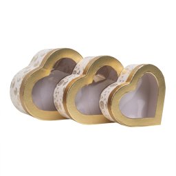 Set 3 cutii in forma de inima, roz cu capac transparent / CD4934_roz