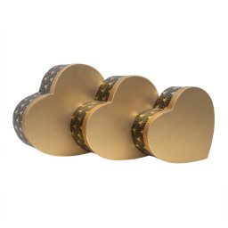 Set 3 cutii in forma de inima, negru cu capac auriu / CD4927_negru