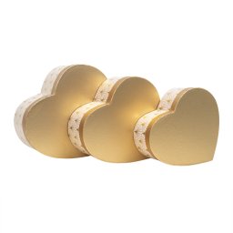Set 3 cutii in forma de inima, roz cu capac auriu / CD4927_roz
