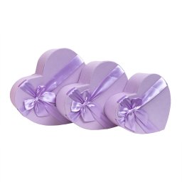 Set 3 cutii in forma de inima, mov / CD2085-mov