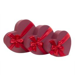 Set 3 cutii in forma de inima, grena / CD2085-grena