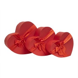 Set 3 cutii in forma de inima, rosu / CD2085-rosu-2