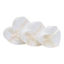 Set 3 cutii in forma de inima, alb / CD2085-alb