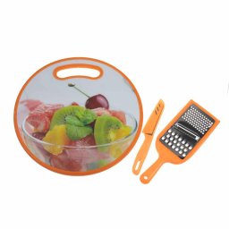 Set tocator + razatoare + cutit, design legume-fructe / CC9836