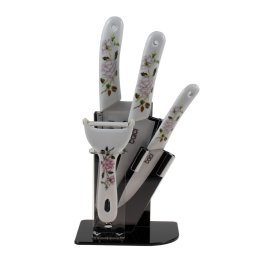 Set cutite bucatarie 4 piese ceramice + suport / CC9967