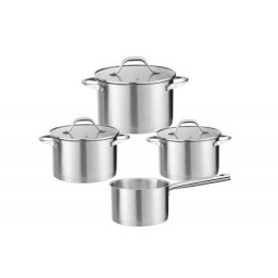 Set oale, 7 piese din inox, compus din 3 x oale, 1x cratita cu coada si 3 x capace sticla ZILAN / ZLN 1344