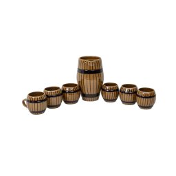 Set pentru vin din ceramica, 6 cesti 200ml + ulcior 1L, maro / EXT 6630_3