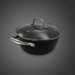 Cratita din fonta tip fagure cu capac de sticla OTI, diametru 24cm, capacitate 3.5L 181654 / OTI 0015